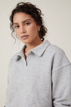 Classic Fleece Collared Sweatshirt, GREY MARLE - alternate image 4
