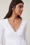 Sammie Wrap Front Long Sleeve Top, WHITE - alternate image 4