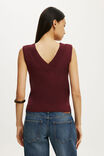 Double Knit V Neck Tank, SOUR CHERRY - example image 3