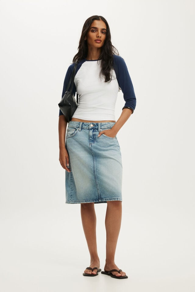 Midi Denim Skirt, PALMSIDE BLUE