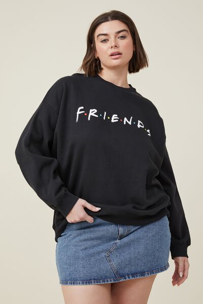 Curve Friends Crew Sweatshirt, LCN WB FRIENDS/WASHED BLACK