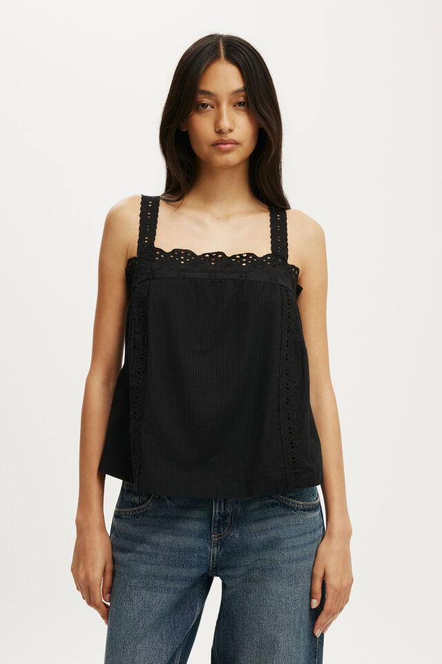 Tyler Babydoll Cami, BLACK