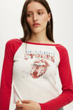 Lcn Music Fitted Long Sleeve Raglan Graphic Tee, LCN BRA ROLLING STONES 1994 / VINTAGE WHT - example image 4