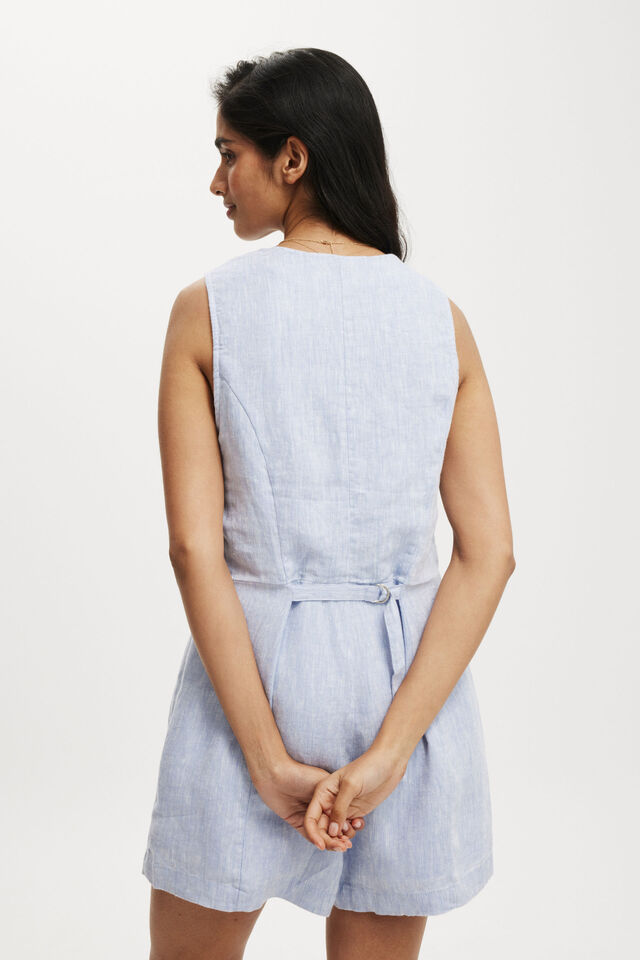 Elle Linen Playsuit, PARISIAN LAVENDER MARLE