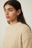 Cable Ultra Crop Pullover, SHORTBREAD - alternate image 4