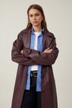 Brooklyn Faux Leather Trench Coat, BERRY - alternate image 2