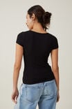 Camiseta - Staple Rib Scoop Neck Short Sleeve Top, BLACK II - vista alternativa 3