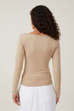 The One Basic Boat Neck Long Sleeve Top, MID TAUPE - alternate image 3