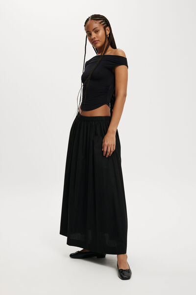 Lea Full Circle Maxi Skirt, BLACK