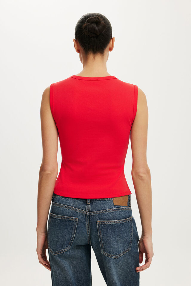 90S V Neck Tank, RED PETAL