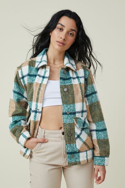 The Cropped Boxy Shacket, WINTER CHECK NEUTRAL