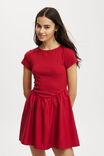 Romee Short Sleeve Mini Dress, RED VELVET - alternate image 1