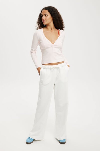 Classic Fleece Wide Leg Sweatpant, WHITE