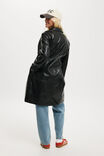 Croc Faux Leather Longline Jacket, BLACK - alternate image 3