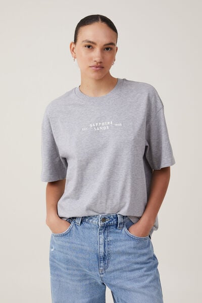 The Premium Boxy Graphic Tee, SAPPHIRE SANDS/WINTER GREY MARLE
