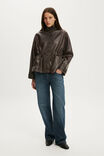 Eli Faux Leather Parka, DARK BURGUNDY - example image 2