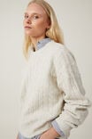 Luxe Pullover, OATMEAL MARLE CABLE - alternate image 4