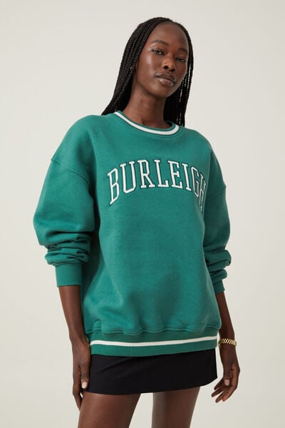 Classic Fleece Graphic Crew Sweatshirt, BURLEIGH / VERDANT GREEN