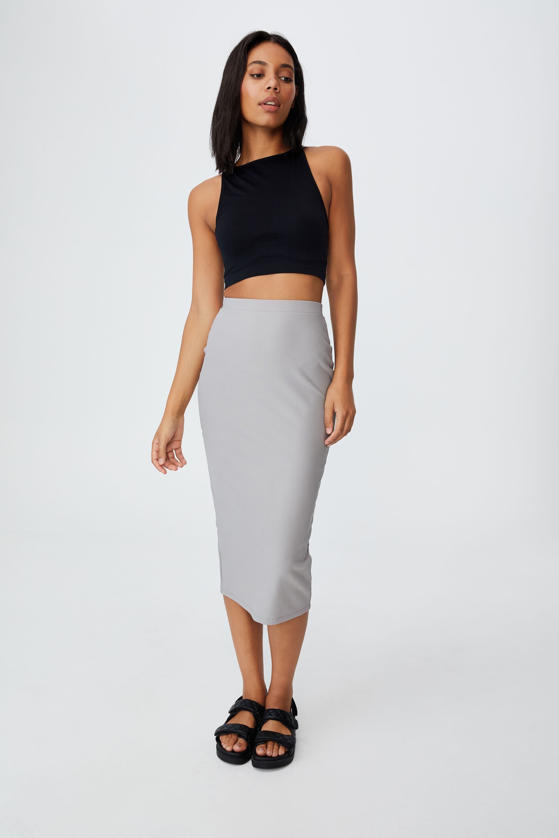 midi split skirt grey