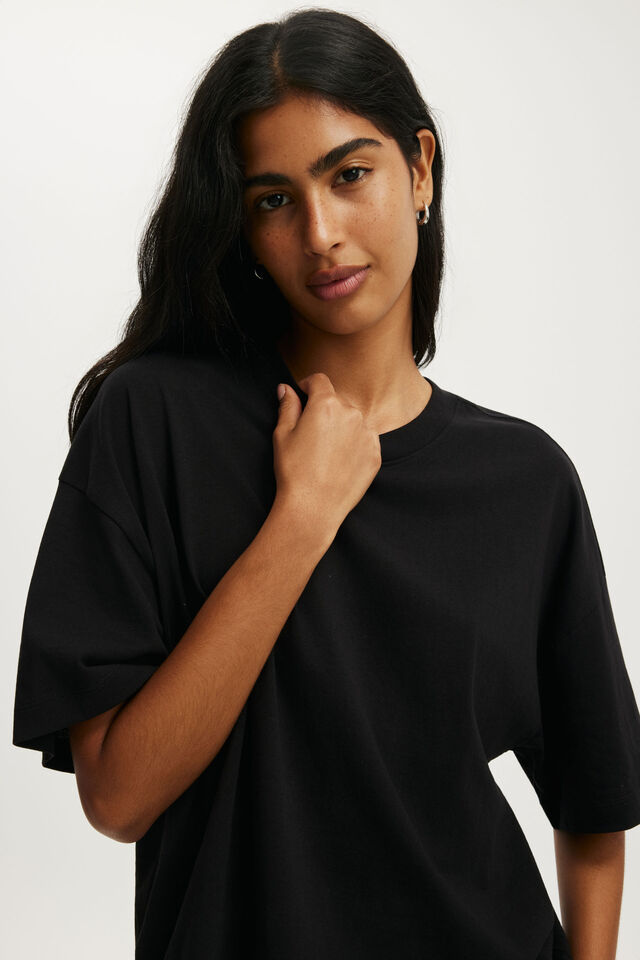 Boxy Short Sleeve Tee, BLACK