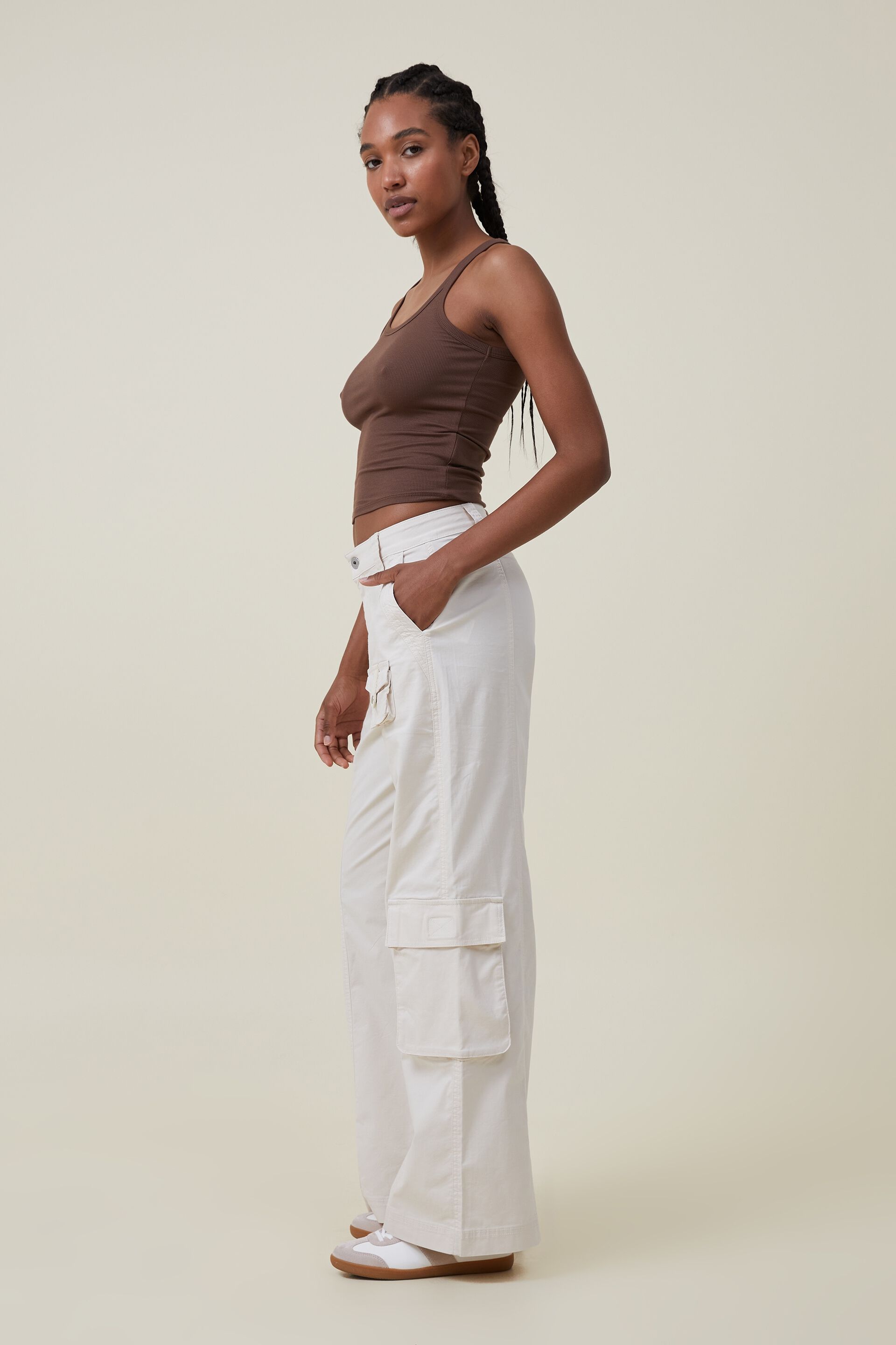 The Souled Store Trousers and Pants : Buy The Souled Store Solids Off White  Women Cargo Pant Online | Nykaa Fashion