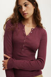 Blake Rib Henley Long Sleeve, LISA STRIPE SOUR CHERRY/PINK BERRY - example image 4