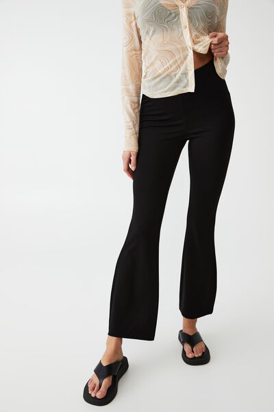 Pull On Flare Pant Asia Fit, BLACK