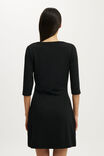 Maple 3/4 Sleeve Mini Dress, BLACK - example image 3