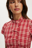 Nikki Button Through Blouse, RED CHECK - example image 4