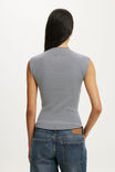 Mock Neck S/Less Fine Knit, MICRO STRIPE - example image 3