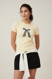 Fitted Graphic Longline Tee, LACEY/BUTTER MILK - alternate image 1