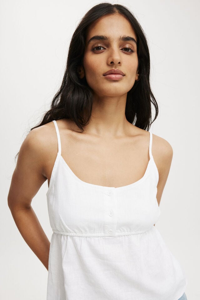 Haven Button Front Cami, WHITE