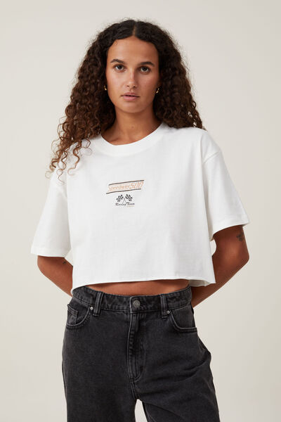 Oversized Chopped Graphic Tee, SPEEDWAY 500/ VINTAGE WHITE