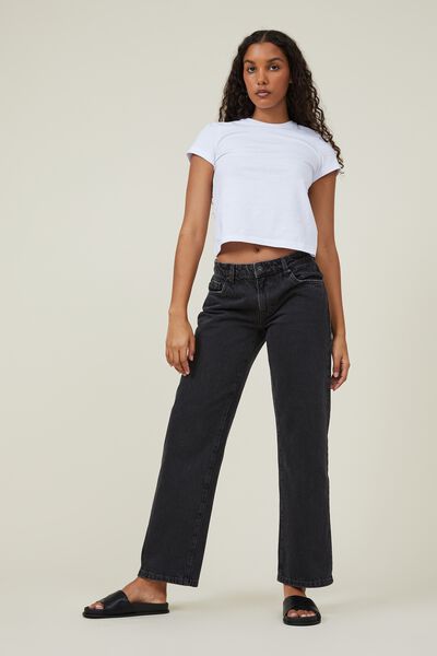 Low Rise Straight Jean, GRAPHITE BLACK