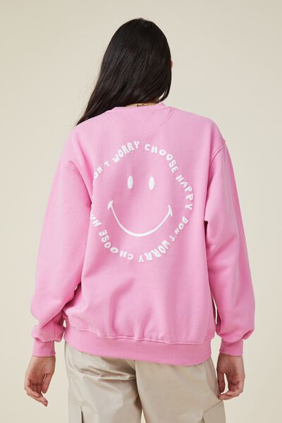 Smiley Crew Sweatshirt, LCN SMI SMILEY RAVER/JOY PINK