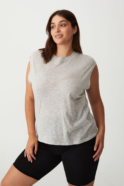 Curve Lifestyle Slouchy Muscle Tank, GREY MARLE