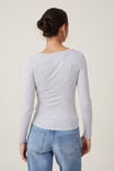 Staple Rib Scoop Neck Long Sleeve Top, GREY MARLE II - alternate image 3