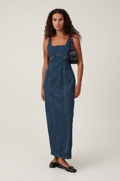 Sloan Denim Midi Dress Asia Fit, MISTIC BLUE
