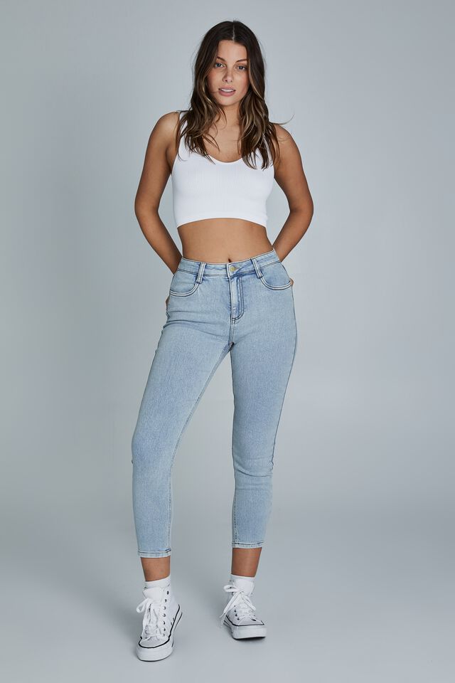 Mid Rise Cropped Super Stretch, ROADKNIGHT BLUE POCKETS