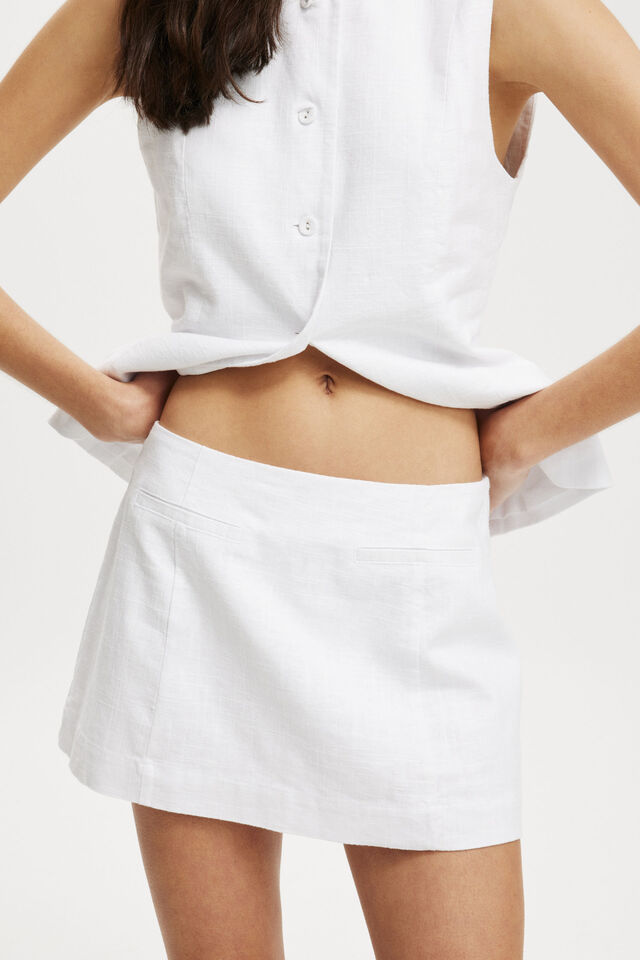 Sienna Linen Cotton Mini Skirt, WHITE