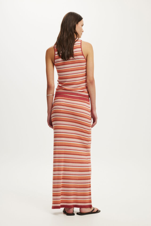 Bobbi Knit Maxi Skirt, ORANGE STRIPE