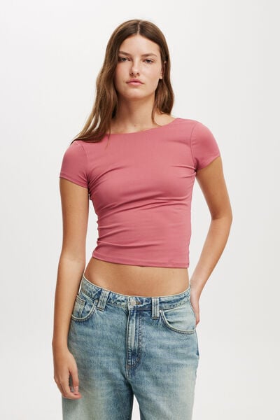 Cleo Low Back Tee, SUGAR PLUM