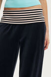 Velour Fold Over Sweatpant, SHADOW NAVY/STRIPE - example image 3