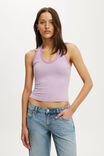 Everyday Smooth Scoop Halter, MADI STRIPE GREY MARLE/LAVENDER DUSK - example image 1