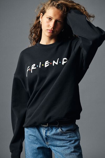 Friends Crew Sweatshirt, LCN WB FRIENDS/WASHED BLACK