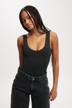 Cleo Scoop Neck Low Back Bodysuit, BLACK - alternate image 1