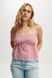 Cotton Lace Straight Neck Cami, PICNIC GINGHAM RED - alternate image 1