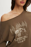 Lcn Music Off Shoulder Boxy Graphic Tee, LCN BRA DEF LEPPARD TOUR 81 / DEEP TAUPE - example image 4