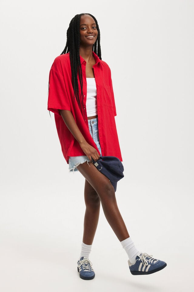 Blusa - Haven Short Sleeve Shirt, RED