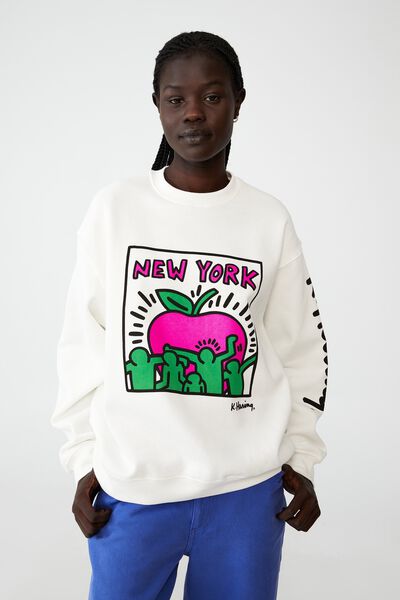 Keith Haring Crew Sweatshirt, LCN KH KEITH HARING NEW YORK/OFF WHITE